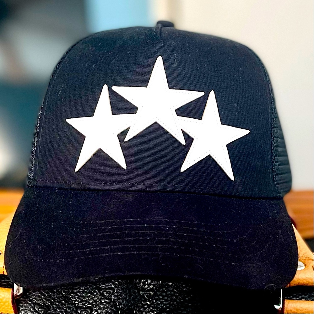 AMIRI STAR LEATHER TRUCKER CAP
